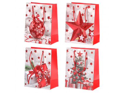 Taška dárková papírová, mix 4 druhů, cena za 1 kus, vánoční motiv - SF1343-ST