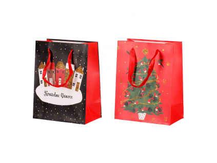 Taška dárková papírová, mix 2 druhů, cena za 1 kus, vánoční motiv - SF1361-ST
