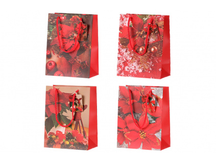 Taška dárková papírová, mix 4 druhů, cena za 1 kus, vánoční motiv - SF35183