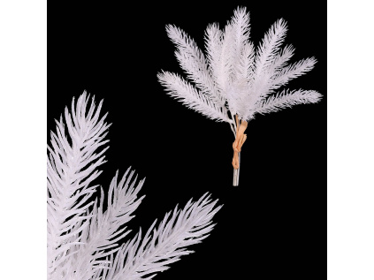 Smrk zápich, barva bílá s glitry. cena za 1ks. 4ks ve svazku SG6133 WH