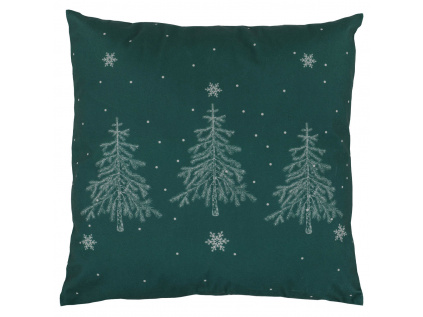 Polštář s výplní, samet. Vánoční motiv, stromek na zeleném podkladu. 45x45 cm UBR045
