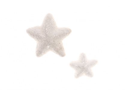 Hvězdičky z polystyrenu v bílé barvě, mix 2velikostí. Cena za 1balení (24ks) VP2049