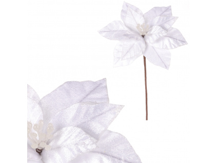 Květ vánoční růže - samet, barva bílá VP2100 WT
