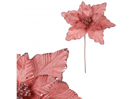 Květ vánoční růže - samet, barva růžová VP2101 PINK