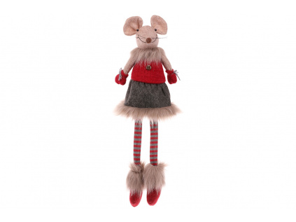 Myška v sukni, sedící, textilní dekorace - ZM1344