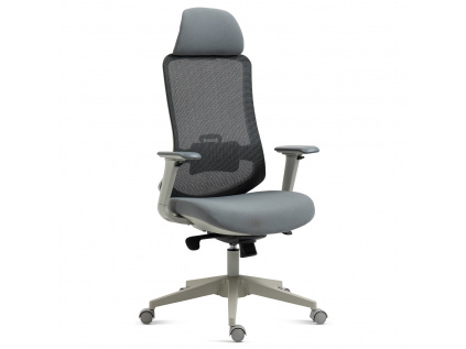 Kancelářská židle, šedý plast, šedá průžná látka a mesh, 4D područky, kolečka pro tvrdé podlahy, multifunkční mechanismu - KA-V321 GREY