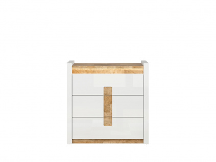 ALAMEDA komoda KOM3S bílý lesk/dub westminster