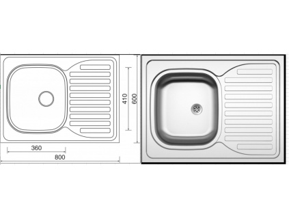 Celoplošný otočný dřez SINKS CLP-D 80 x 60 cm