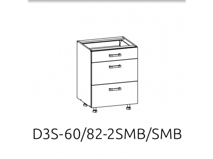 D3S-60/82-2S/S dolní skříňka se zásuvkami kuchyně Plate