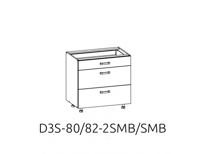D3S-80/82-2S/S dolní skříňka se zásuvkami kuchyně Plate