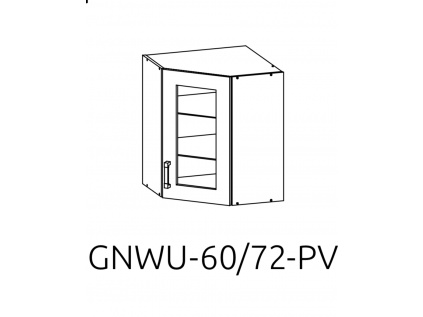 Horní prosklená rohová skřínka kuchyně Sole vnitřní GNWU-60/72-PV