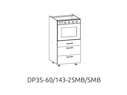 Spodní skřínka kuchyně Sole pro vestavné spotřebiče DP3S-60/143-2SMB/SMB