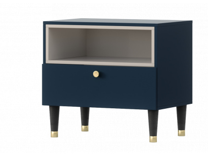 Noční stolek Includo 60 Bedside table Navy blue / White (Materiál / Dekor Granatový, Bílý)