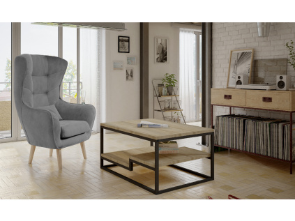 Set do obývacího pokoje stůl Marlo + křeslo Arti (Materiál / Dekor Sonoma)