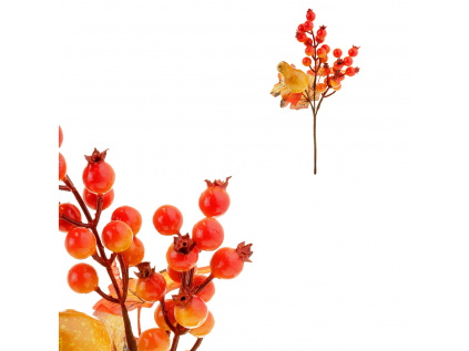 Větvička podzimní s jeřabinou a dýní, umělá dekorace - KN5130