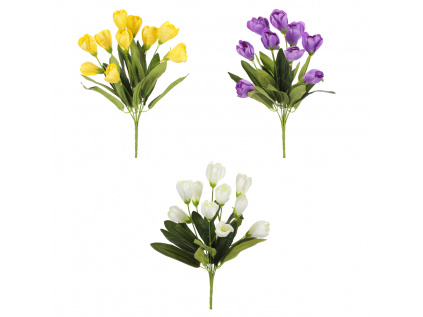 Krokusy puget, mix 3 barev (žlutá,bílá,fialová). Květina umělá. - UK-085