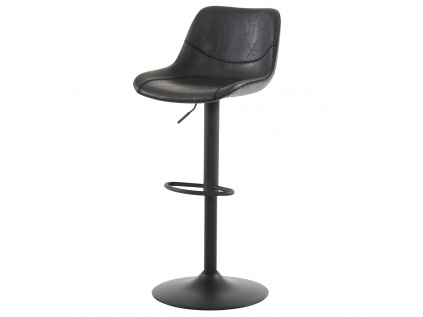 Židle barová, černá ekokůže, kov černá - AUB-714 BK