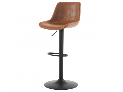 Židle barová, hnědá ekokůže, kov černá - AUB-714 BR