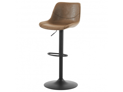 Židle barová, krémová ekokůže, kov černá - AUB-714 CRM