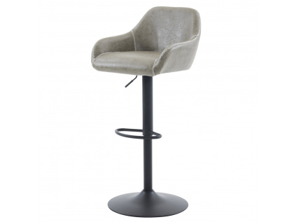Židle barová, potah šedá látka v dekoru vintage kůže, chromová podnož - AUB-716 GREY3