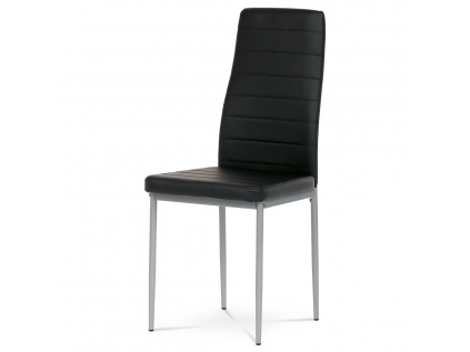 Židle jídelní, černá koženka, šedý kov - DCL-377 BK