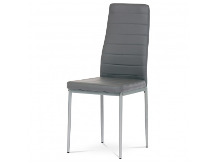 Židle jídelní, šedá koženka, šedý kov - DCL-377 GREY