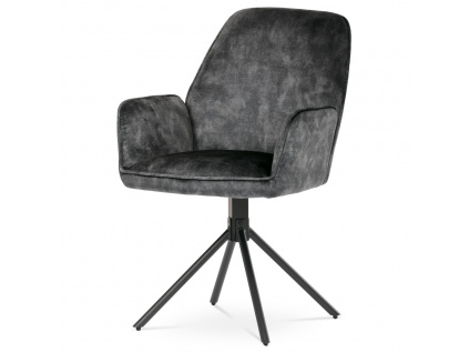 Židle jídelní a konferenční, černá látka v dekoru žíhaného sametu, kovové černé nohy - HC-511 BK4