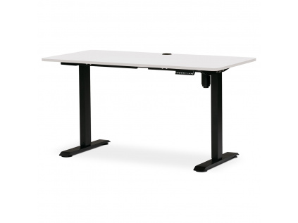 Kancelářský stůl s elektricky nastavitelnou výší pracovní desky. Bílá deska. Kovové podnoží v černé barvě. - LT-W140 WT