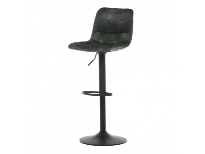 Židle barová, zelená sametová látka, černá podnož - AUB-711 GRN4