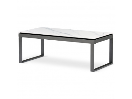 Stůl konferenční, deska slinutá keramika 120x60, bílý mramor, nohy šedý kov - AHG-284 WT