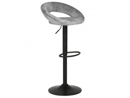 Židle barová, šedá sametová látka, černá podnož - AUB-822 GREY4