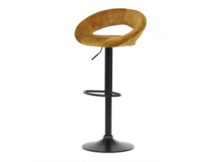 Židle barová, žlutá sametová látka, černá podnož - AUB-822 YEL4