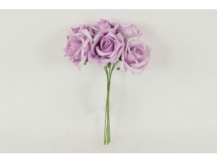 Růžičky, puget 6ks, barva fialová. Květina umělá pěnová. - PRZ755522