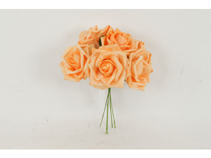 Růžičky, puget 6ks, barva  oranžová. Květina umělá pěnová. - PRZ755546