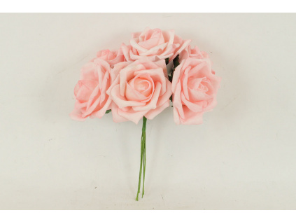 Růžičky, puget 6ks, barva růžová. Květina umělá pěnová. - PRZ755560