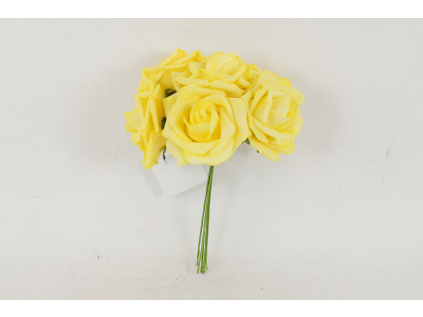 Růžičky, puget 6ks, barva žlutá. Květina umělá pěnová. - PRZ755577