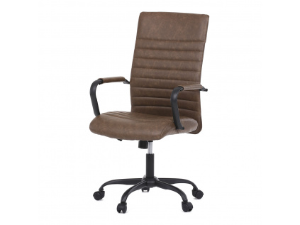 Kancelářská židle, hnědá ekokůže, houpací mech, kolečka pro tvrdé podlahy, černý kov - KA-V306 BR