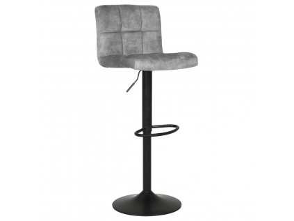 Židle barová, šedá sametová látka, černá podnož - AUB-827 GREY4
