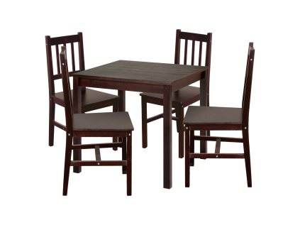 Jídelní stůl 8842H tmavohnědý lak + 4 židle 869H tmavohnědý lak