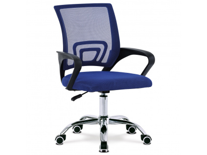 Kancelářská židle, potah modrá látka MESH a síťovina MESH, výškově nastavitelná, kovový chromovaný kříž - KA-L103 BLUE