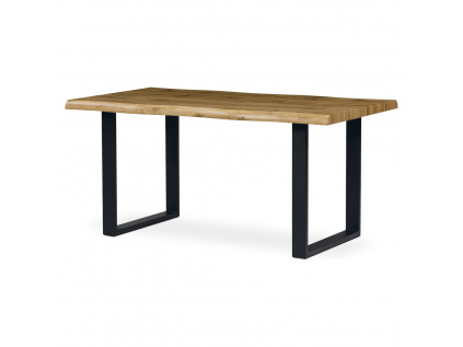 Jídelní stůl, 160x90x77 cm, MDF deska, 3D dekor divoký dub, kov, černý lak - HT-865 OAK