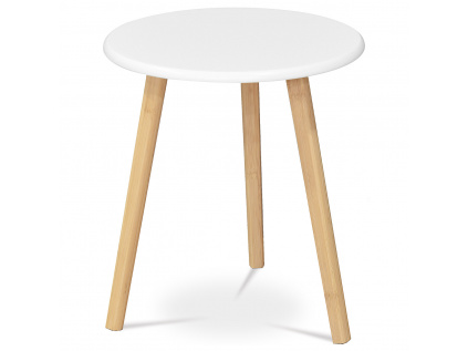 Stůl konferenční 40x40x45 cm,  MDF bílá deska,  nohy bambus přírodní odstín - AF-1142 WT