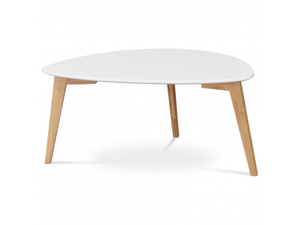Stůl konferenční 85x48x40 cm,  MDF bílá deska,  nohy bambus přírodní odstín - AF-1182 WT