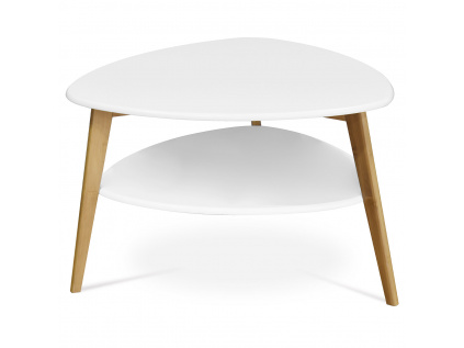 Stůl konferenční 78x77x50 cm,  MDF bílá deska,  nohy bambus přírodní odstín - AF-1192 WT