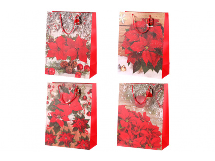 Taška dárková papírová, mix 4 druhů, cena za 1 kus, vánoční motiv - SF35179