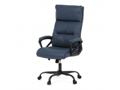 Kancelářská židle, tmavě modrá ekokůže, taštičkové pružiny, kovový kříž, kolečka na tvrdé podlahy - KA-Y346 BLUE
