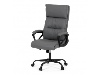 Kancelářská židle, šedá ekokůže, taštičkové pružiny, kovový kříž, kolečka na tvrdé podlahy - KA-Y346 GREY
