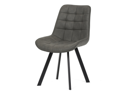 Židle jídelní, šedá látka v dekoru broušené kůže, nohy černý kov - HC-V3066 GREY3