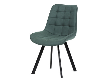 Židle jídelní, zelená látka v dekoru broušené kůže, nohy černý kov - HC-V3066 GRN3