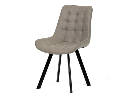 Židle jídelní, béžová látka v dekoru broušené kůže, nohy černý kov - HC-V3066 LAN3